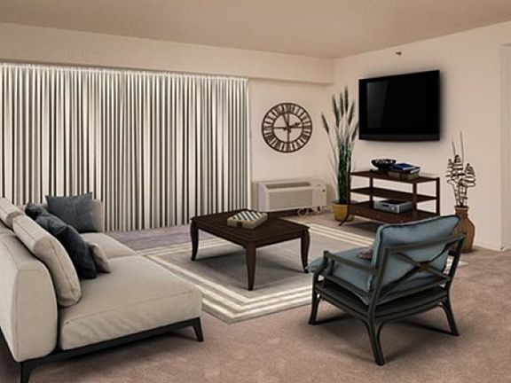 Spacious Living Room with Sliding Door