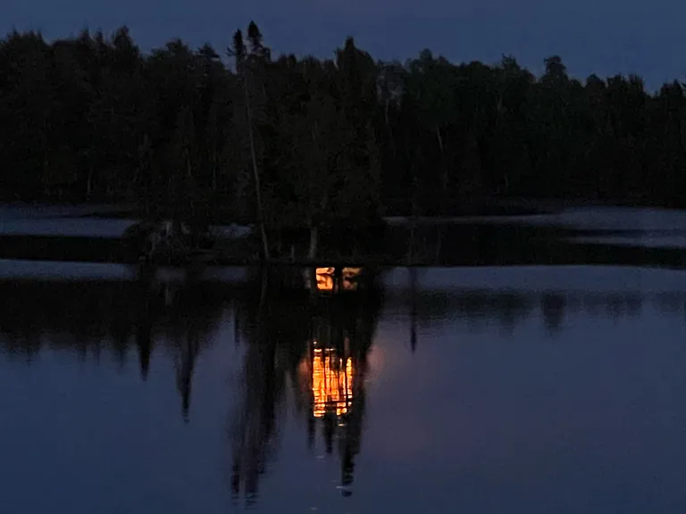 full moon reflects on the lake at Ian's Place Watersmeet Mi Vacation Rental. Lake front property rental Upper Peninsula #VacationRental
