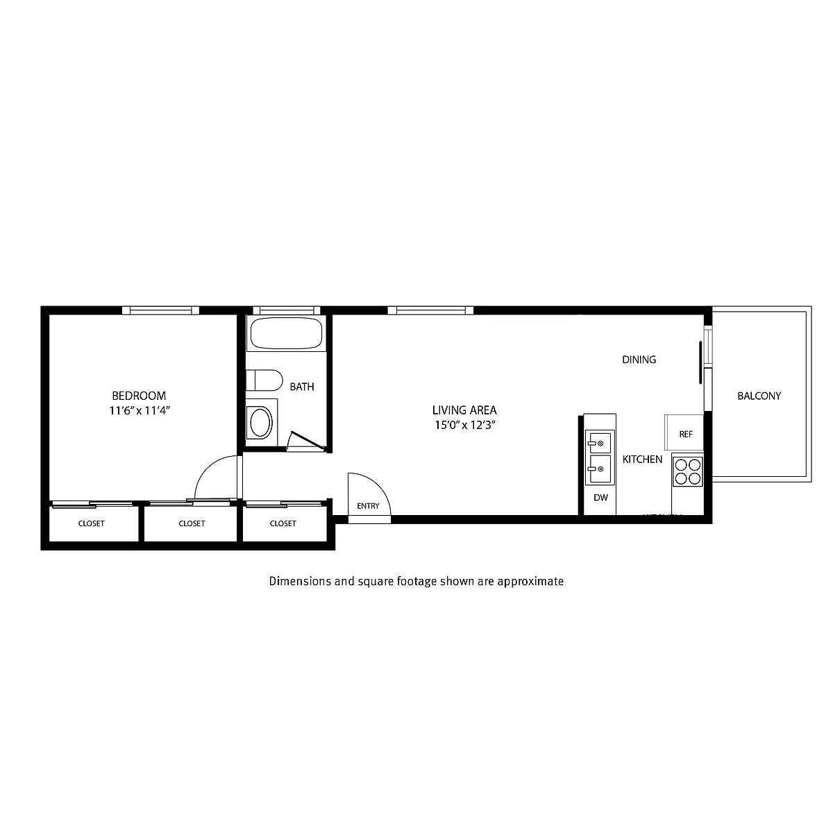 Floor plan 1 Bedroom / 1 Bath