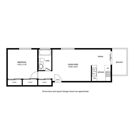 Floor plan 1 Bedroom / 1 Bath