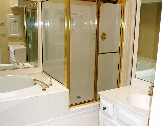 Master bath has dual vanities, seperate tub/shower, and skylight