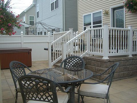 Stone Patio With Hot Tub