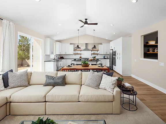Great room with vaulted ceiling