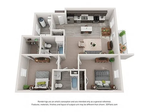 Floor plan 2 Bedroom Second Level