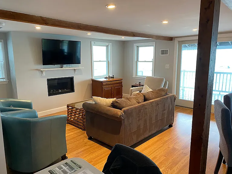 Living Room with TV and Fireplace