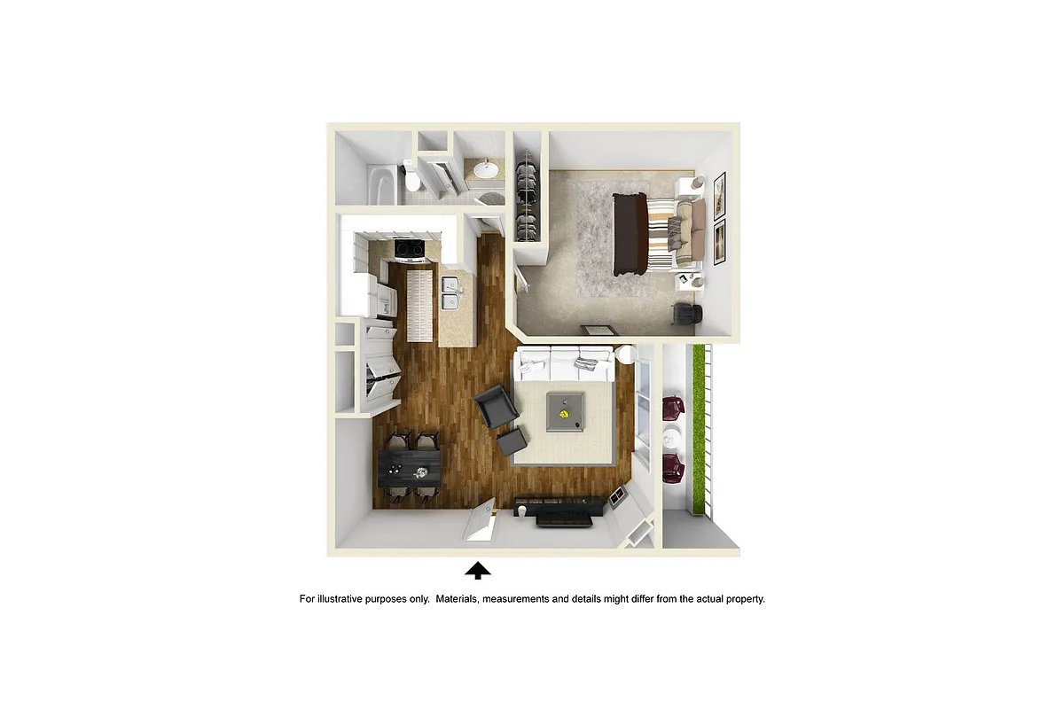 Floor plan 1 Bedroom, 1 Bath