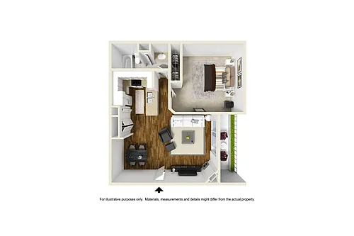 Floor plan 1 Bedroom, 1 Bath
