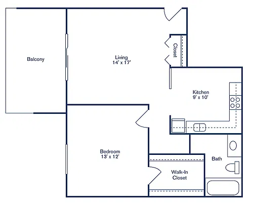 Floor plan 1 Bedroom, 1 Bath - Standard