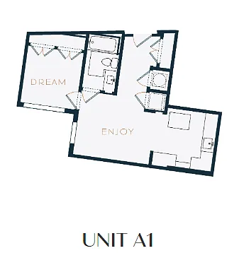 Floor plan 1 Bedroom 1 Bath