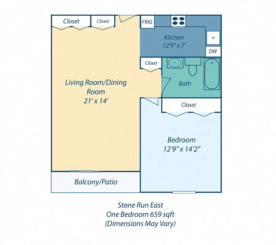 Floor plan 1 Bedroom 1 Bath