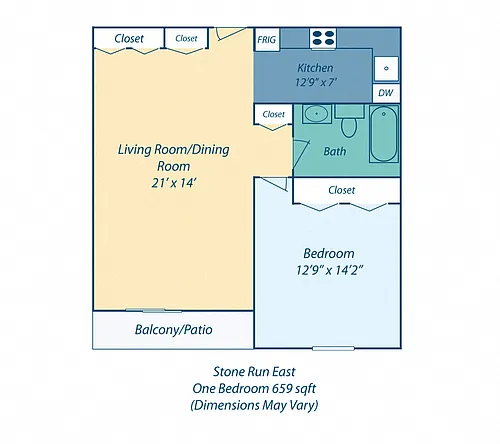 Floor plan 1 Bedroom 1 Bath