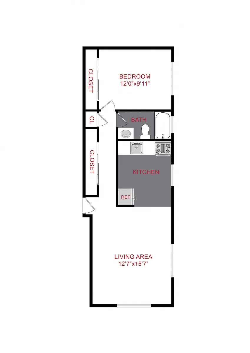 Floor plan 1 Bed 1 Bath