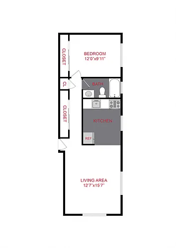 Floor plan 1 Bed 1 Bath