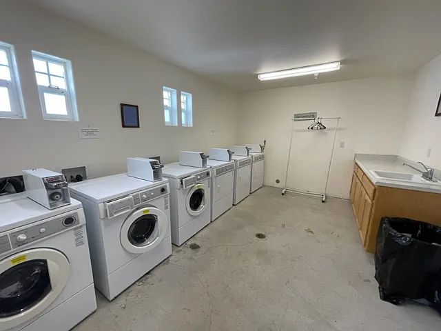 Laundry room with coin operated machines