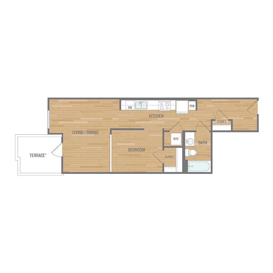 Floor plan 1BdAlcoveE