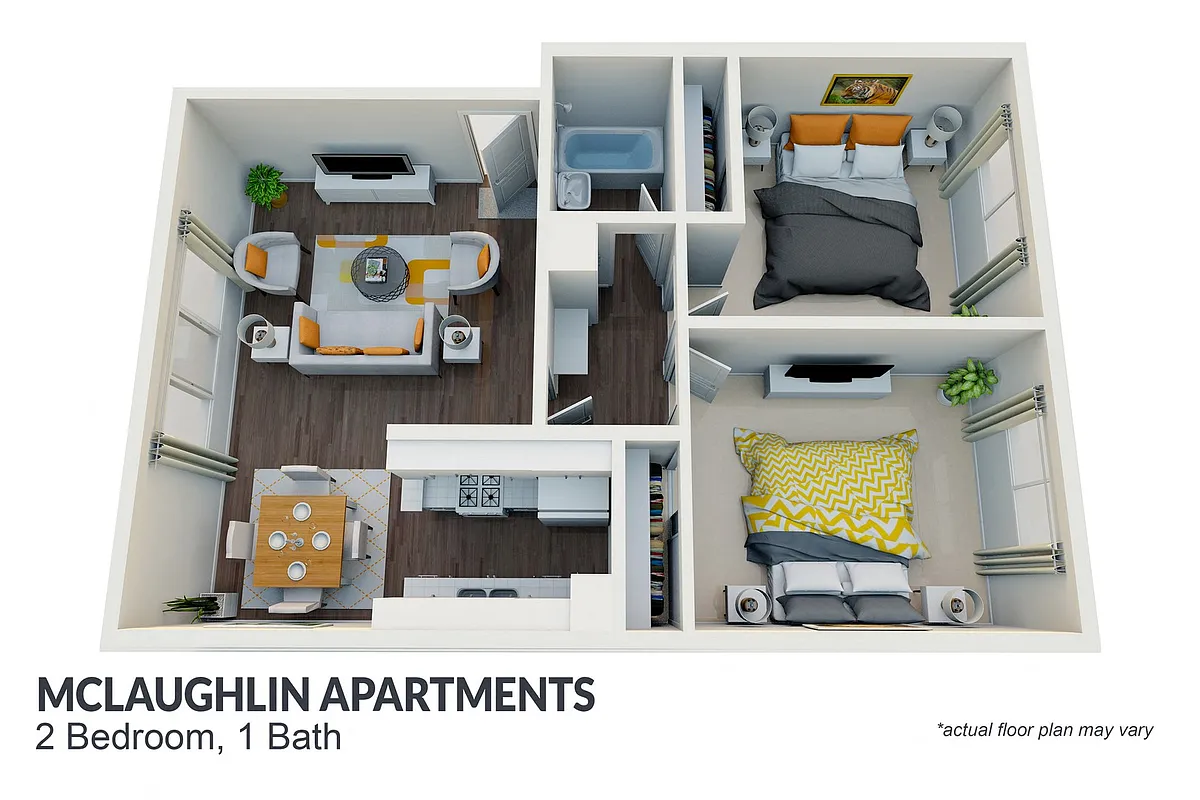 Floor plan 2 bed 1 bath