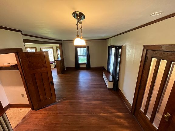 View of living room from stairway (think Christmas!)