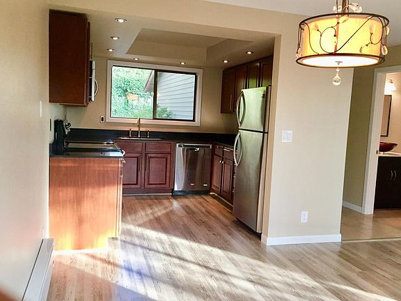 SS appliances and modern kitchen