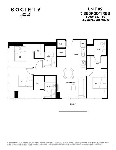 Floor plan 3 Bed - C2