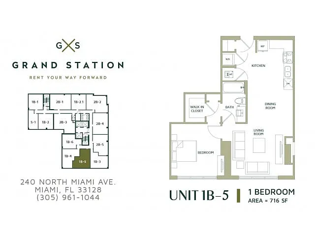 Floor plan 1 Bed 1 Bath (1B-5)