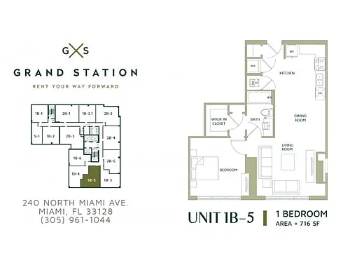 Floor plan 1 Bed 1 Bath (1B-5)