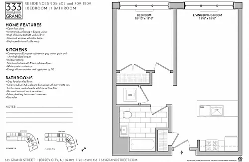 Floor plan 333 GRAND - 1 BEDROOM FLOOR PLAN AC