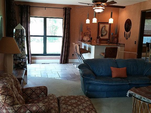 family room with bar