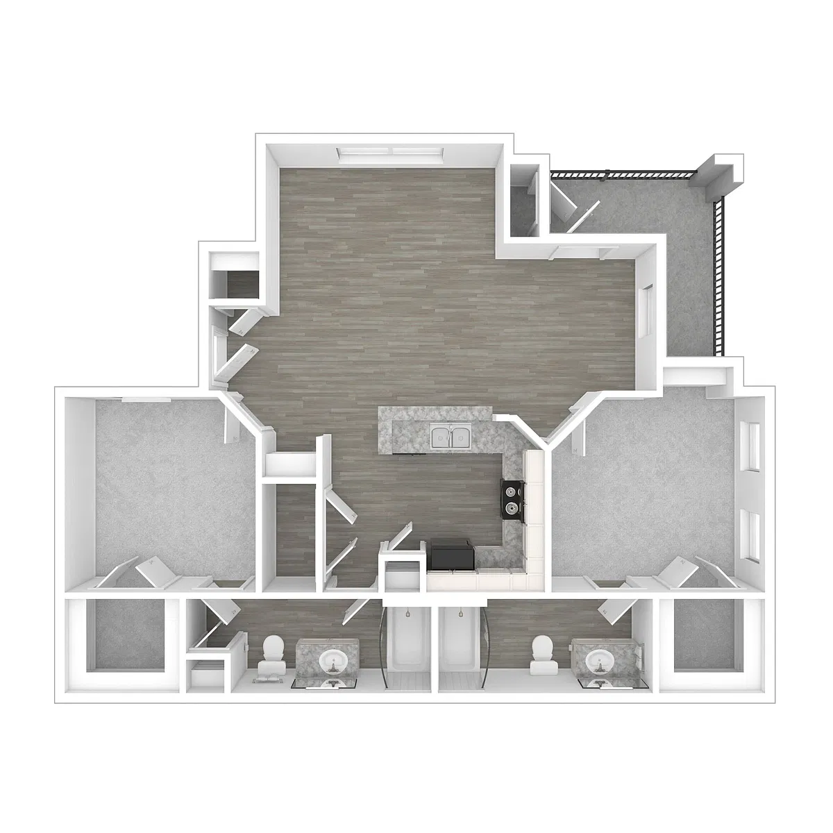 Floor plan Income-Restricted 2 Bedroom, 2 Bath (60%)