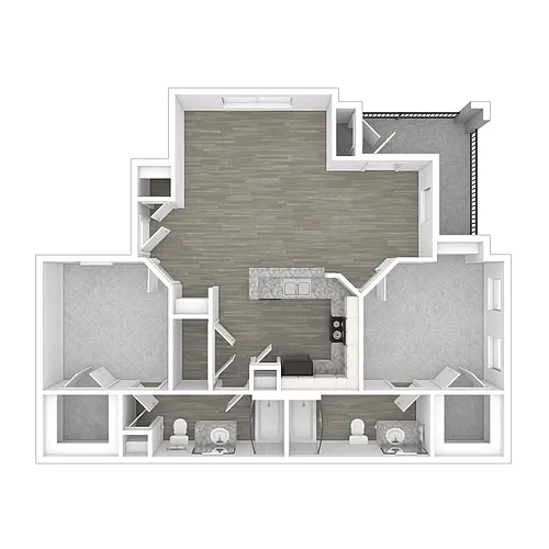 Floor plan Income-Restricted 2 Bedroom, 2 Bath (60%)