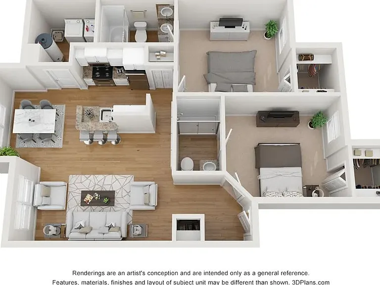 A photo of our 2x2 floor plan, The Allister.