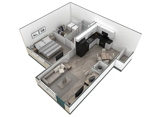 Floor plan 1 BR Horizon Courtyard