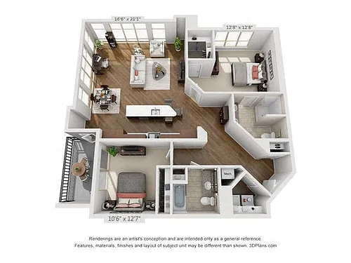 Floor plan High Rise Two Bedroom Style A
