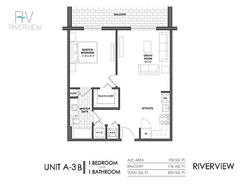 Floor plan Unit A3B | Balcony