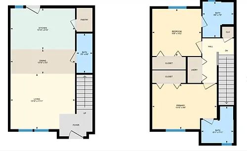 Floor plan 2BR/2.5BA - B3