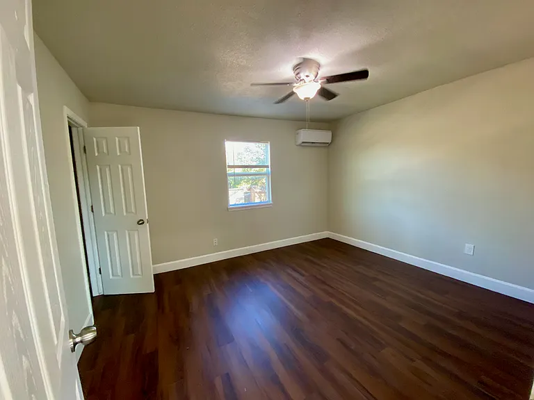 The bedroom has its own air mini split air conditioner/ heater.