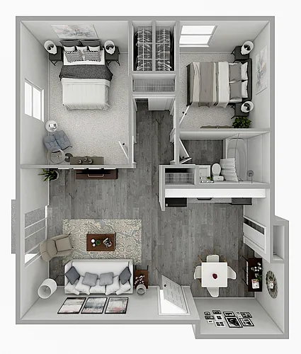 Floor plan 2 Bedroom 1 Bath 832