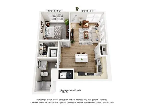 Floor plan 1 Bedroom C2