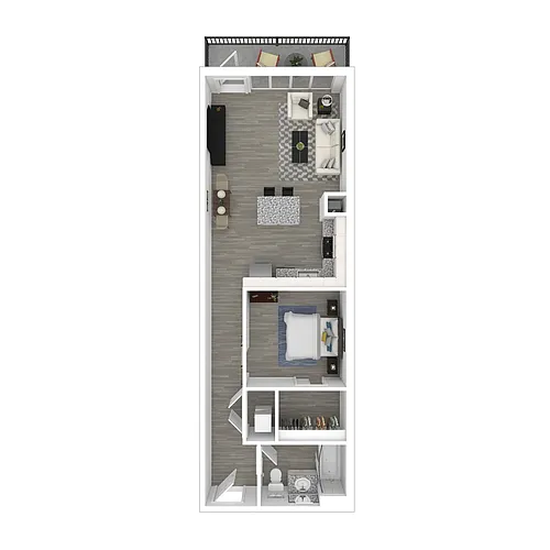 Floor plan 1 Bedroom 1 Bath w/Balcony