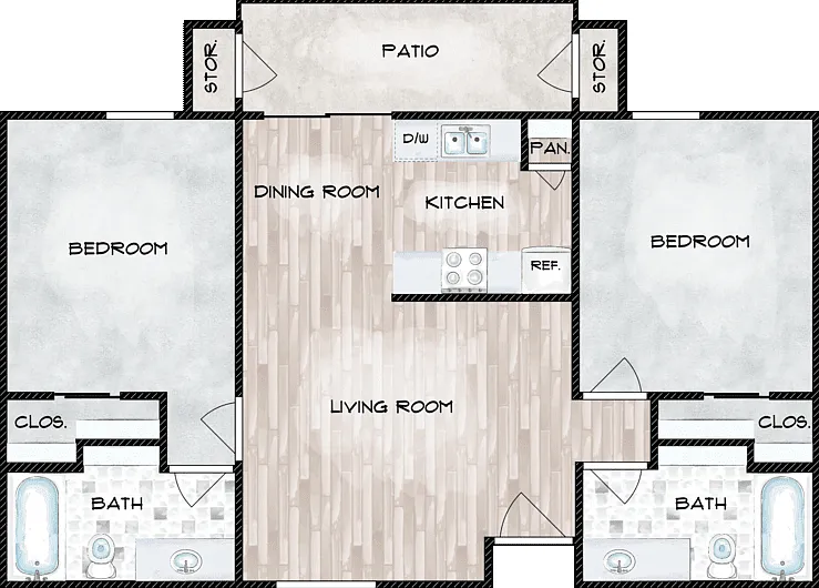 2 Bedroom Floorplan Diagram