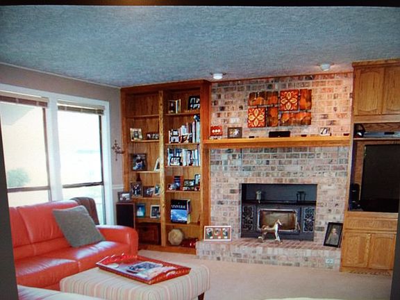 Family room with fire insert