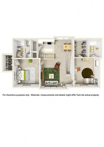 Floor plan 2 Bed, 2 Bath