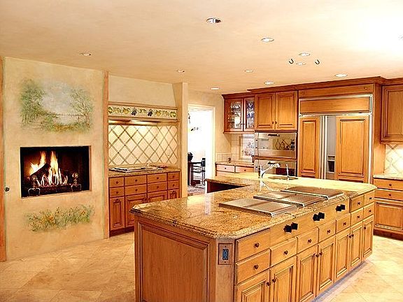 Wonderfully Large Gourmet Kitchen With Fireplace & Smallbone Cabinets