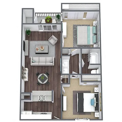 Floor plan B2: 2 Bed 1 Bath