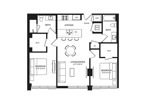 Floor plan 2 Bed/2 Bath-B8B