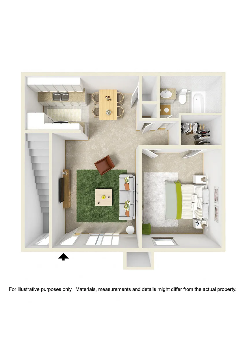 Floor plan 1 Bed 1 Bath Upgrade