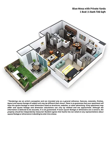 Floor plan 1x1 - Renovated Blue Mesa with priva