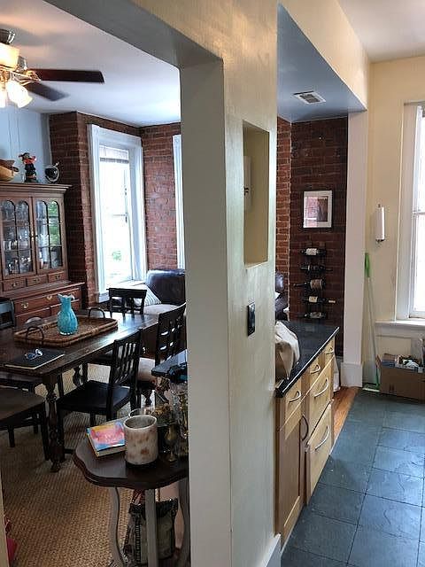 Kitchen island open to dining room