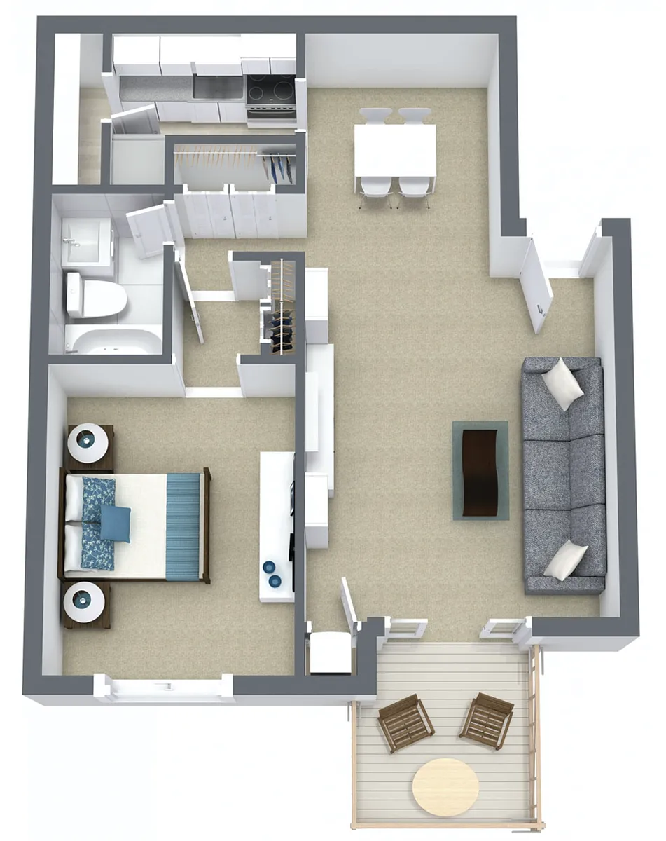 Floor plan 1 Bed, 1 Bath