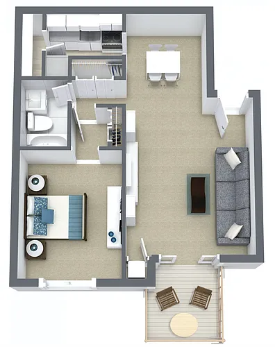 Floor plan 1 Bed, 1 Bath