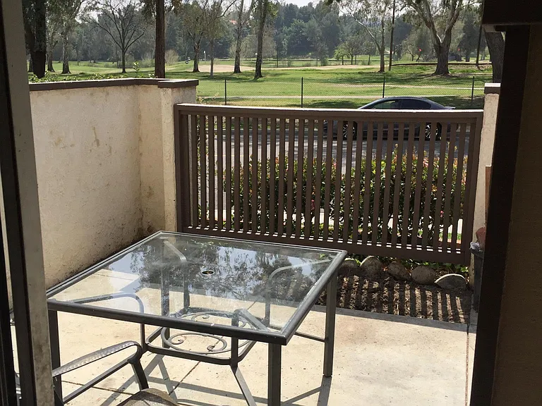 Patio with golf course view